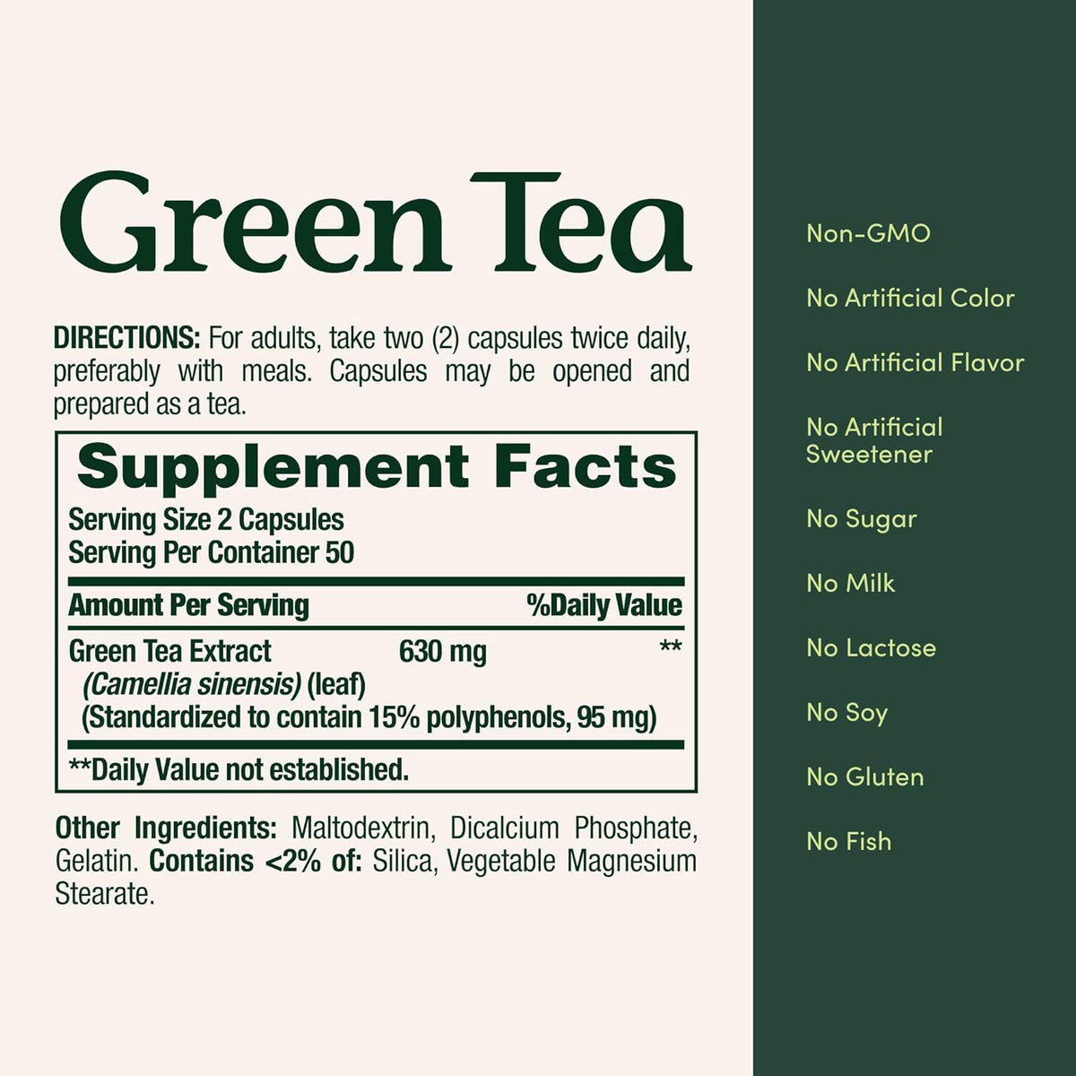 Nature's Bounty Green Tea Pills and Herbal Health Supplement, Supports Heart and Antioxidant Health, 315mg, 100 Capsules